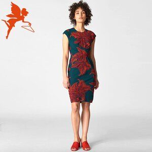 WHISTLES Palmyra Tropical Floral Print Silk Bodycon Dress